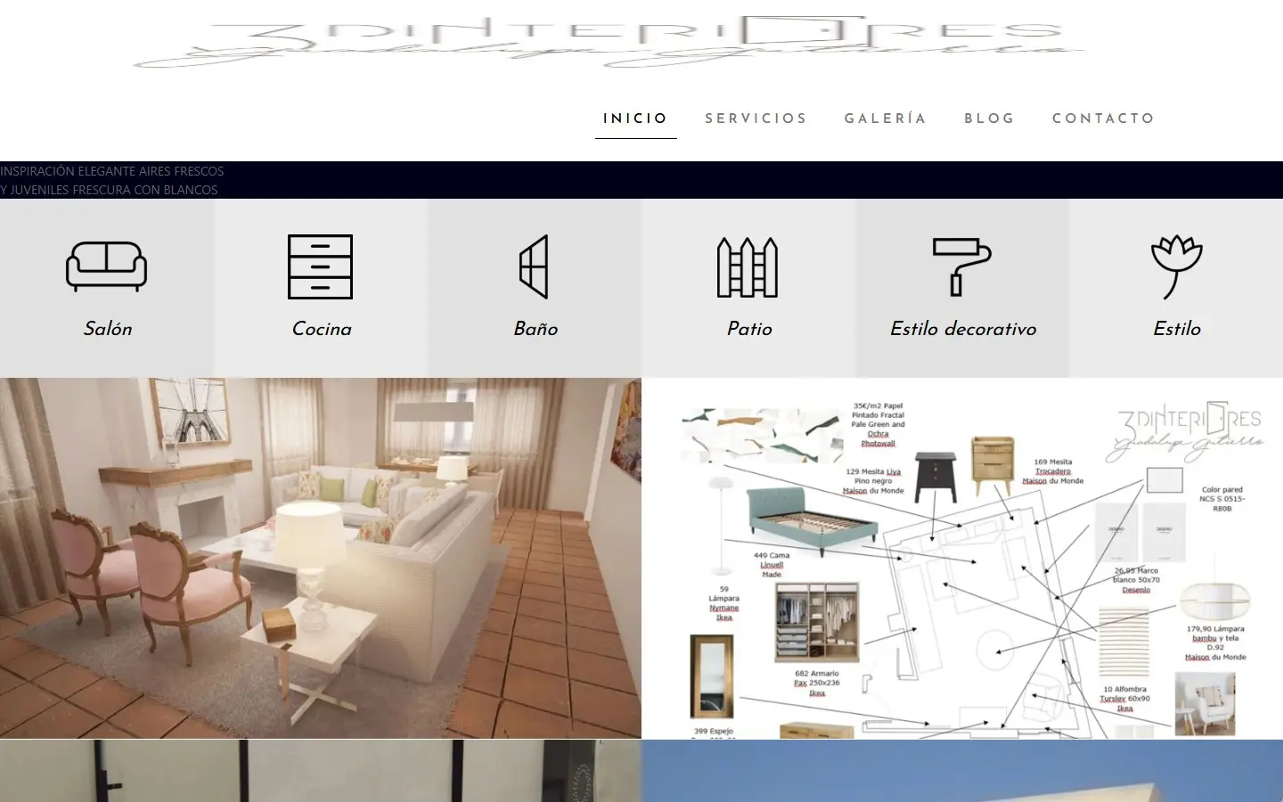 Página de inicio de la web de 3D Interiores