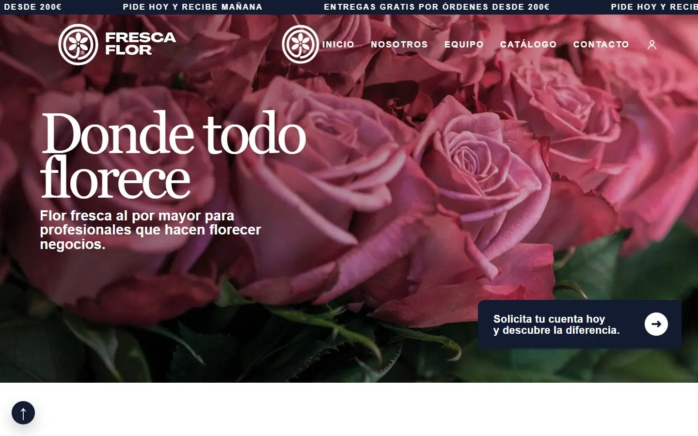 Página de inicio de la web de Fresca Flor