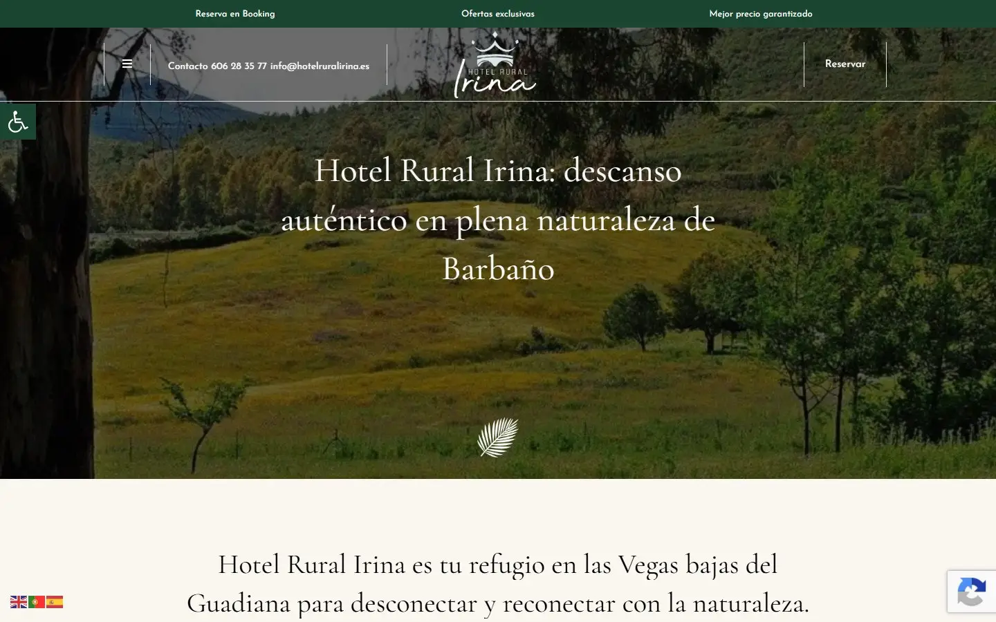 Página de inicio de la web de Hotel Rural Irina