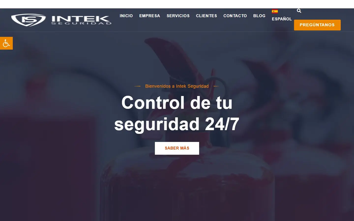 Página de inicio de la web de Intek Seguridad