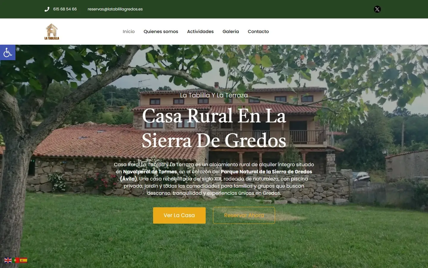 Página de inicio de la web de Casa Rural La Tablilla