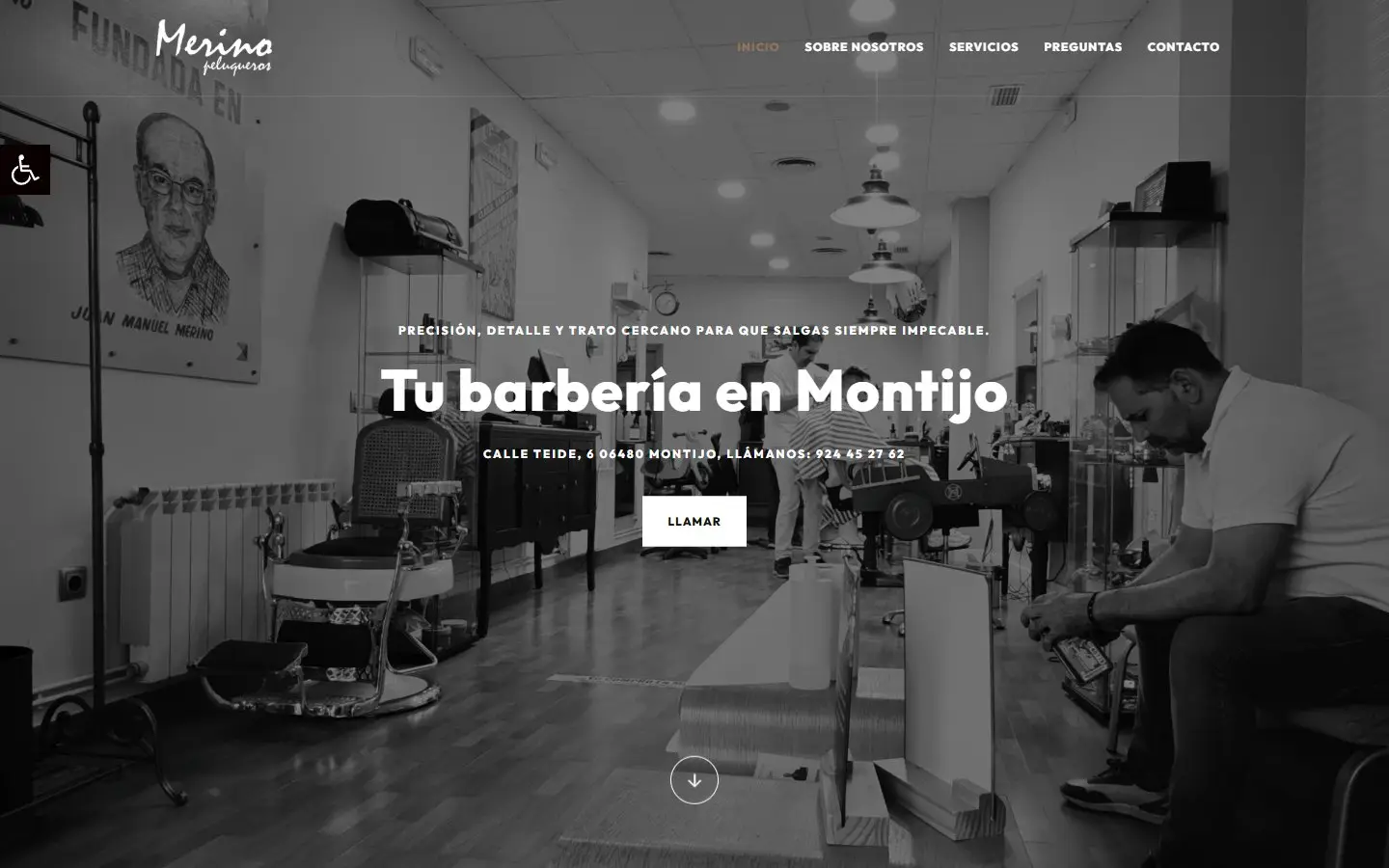 Página de inicio de la web de Merino Peluqueros
