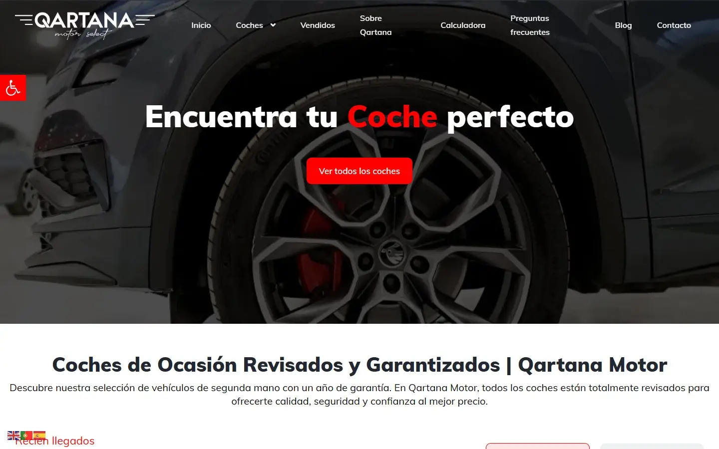 Página de inicio de la web de Qartana Motor